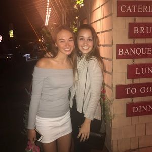 Off the shoulder tight grey sweater